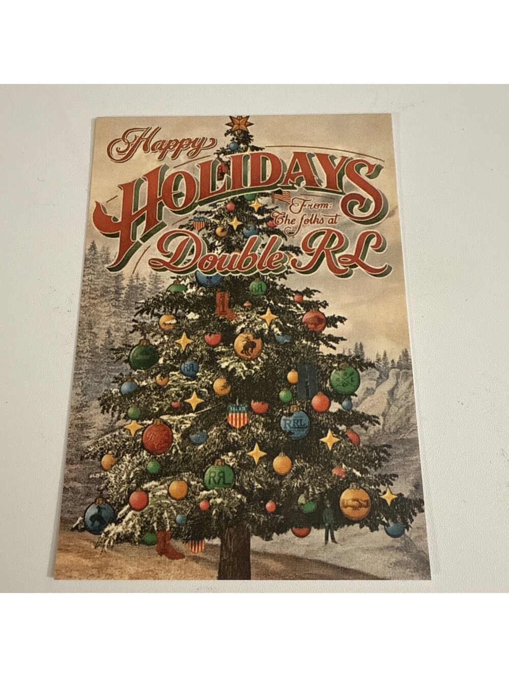 Ralph Lauren Double RL Vintage Postcard Happy Holidays 5.75 X 4 In